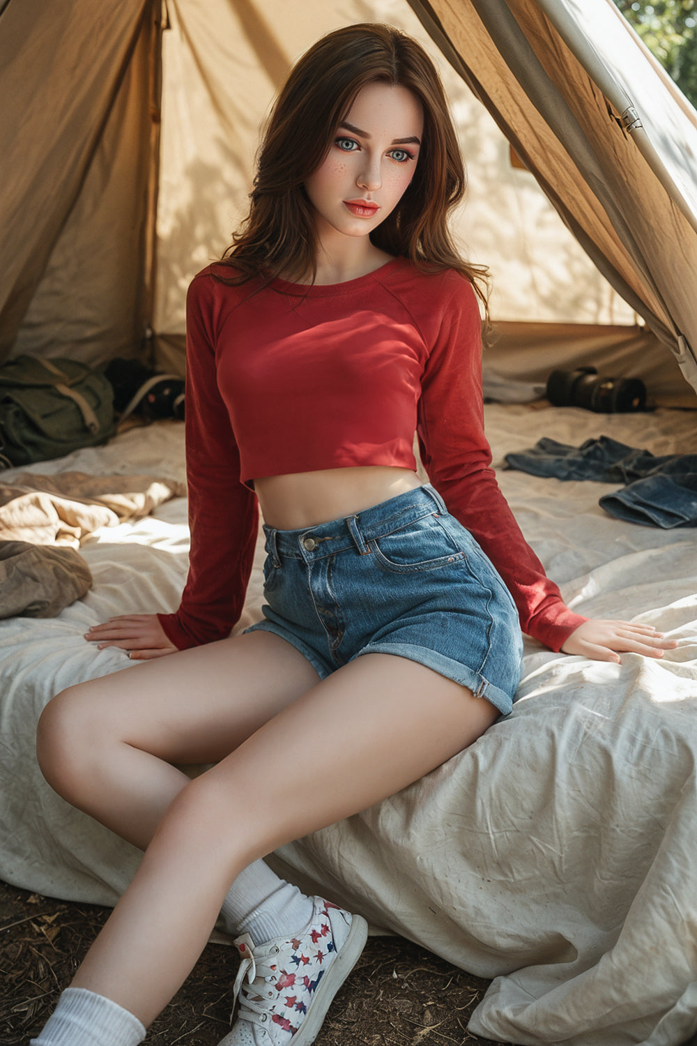 US Stock - Sabrina Plus Silicone Head TPE Body Small Breast 159cm Adult Love Doll #263 Realistic TPE Sex Doll