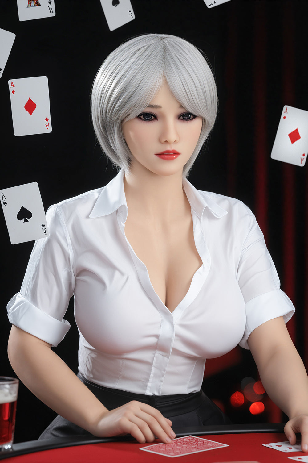 EU Stock - Lior 159cm #185 Short Gray Hair BBW Sex Doll Natural Skin Big Breasts TPE Adult Love Doll