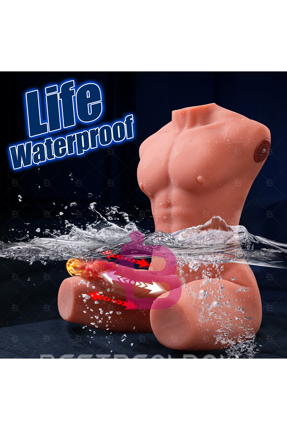 US Stock - SQ-MAR30023 55cm Half Body Male Sex Doll Torso Electric TPE Torso Doll with Automatic Dildo Male Love Doll