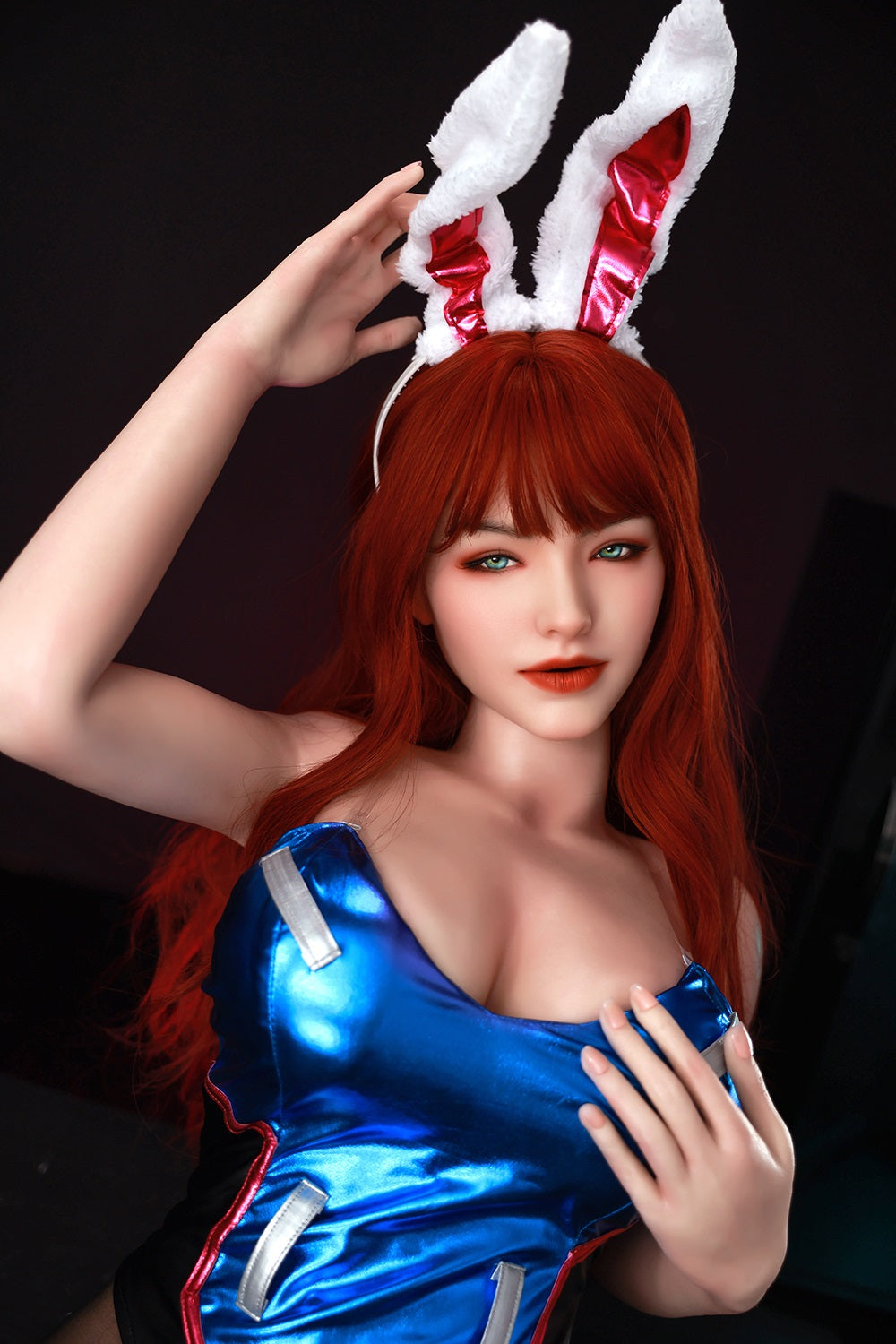 Theodosia 165cm #604 Full Silicone Blowjob Sex Doll Red Hair Bunny Girl Oral Sex Adult Love Doll