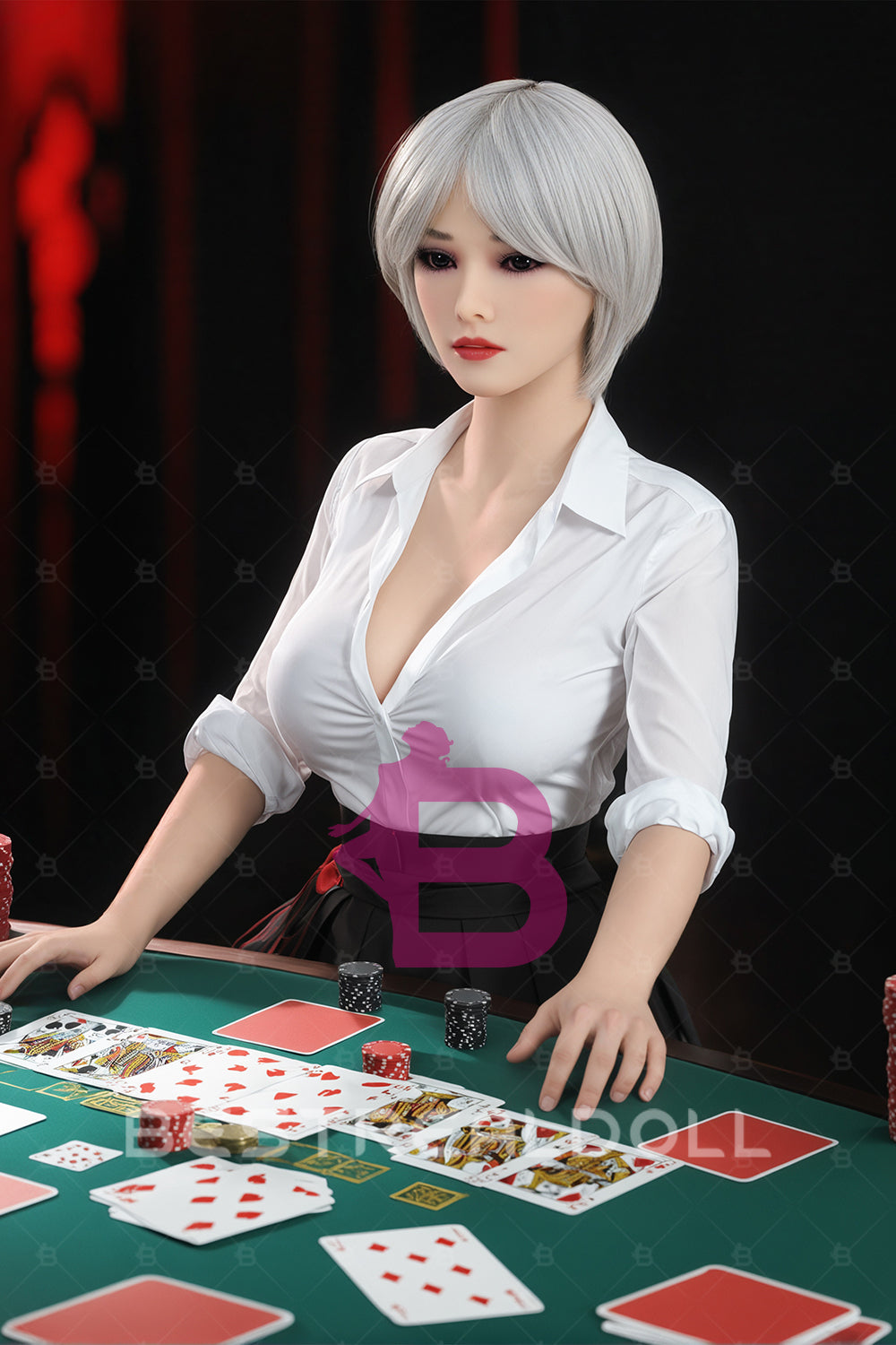 US Stock - Lior 159cm #185 BBW Sex Doll Natural Skin Big Breasts Short Gray Hair TPE Adult Love Doll