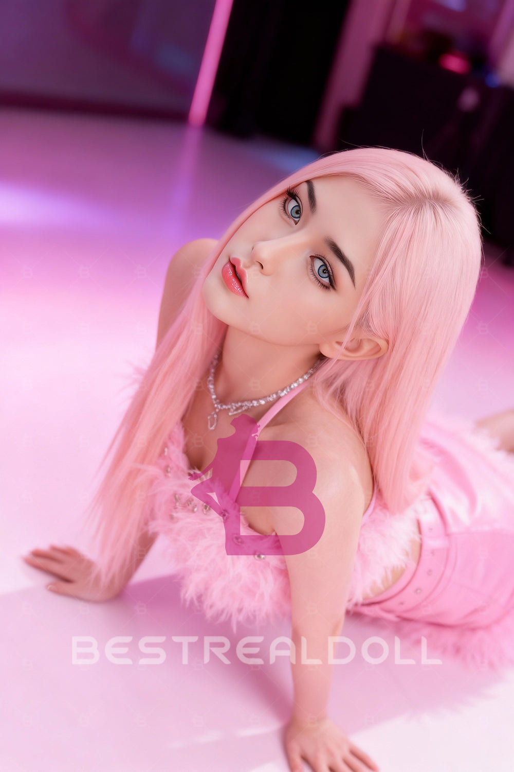 US Stock - Lisa Plus 160cm #310 Big Boobs Pink Hair Sex Doll Silicone Head TPE Body Adult Love Doll