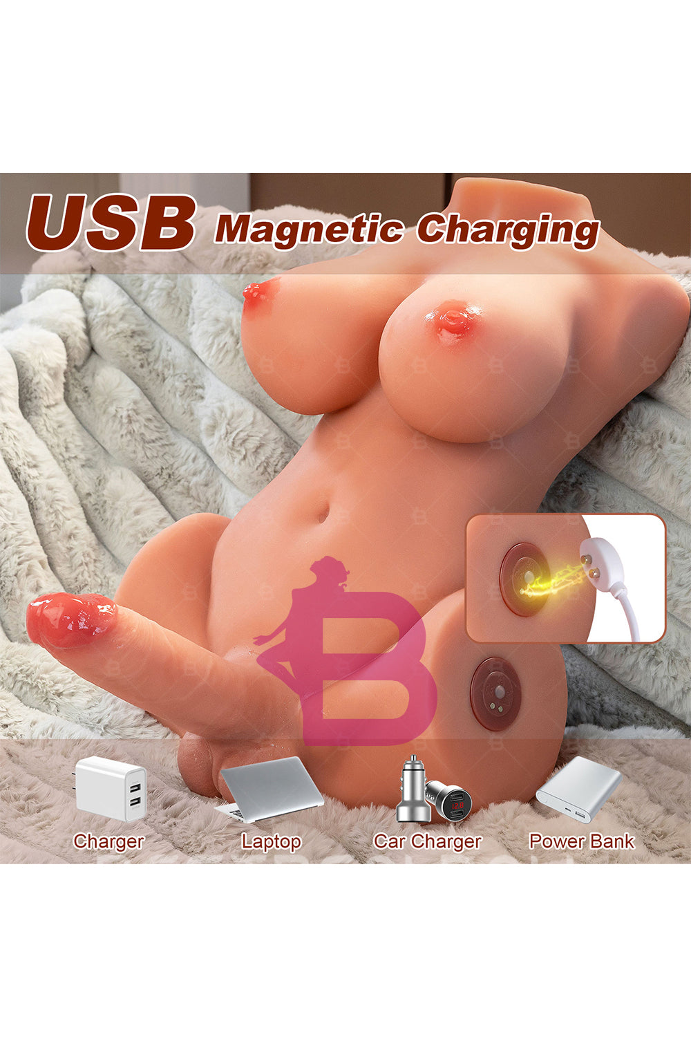 US Stock - SQ-MAR30037 TPE Transgender Torso Sex Doll Half Body with Electric Dildo Shemale Sex Doll Torso