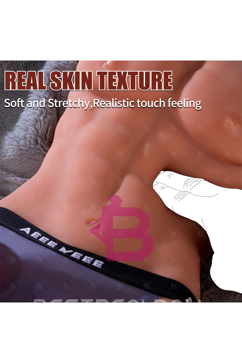 US Stock - SQ-MA30032 46cm Electric TPE Male Sex Doll Torso Half Body Automatic Dildo Function Male Torso Sex Doll