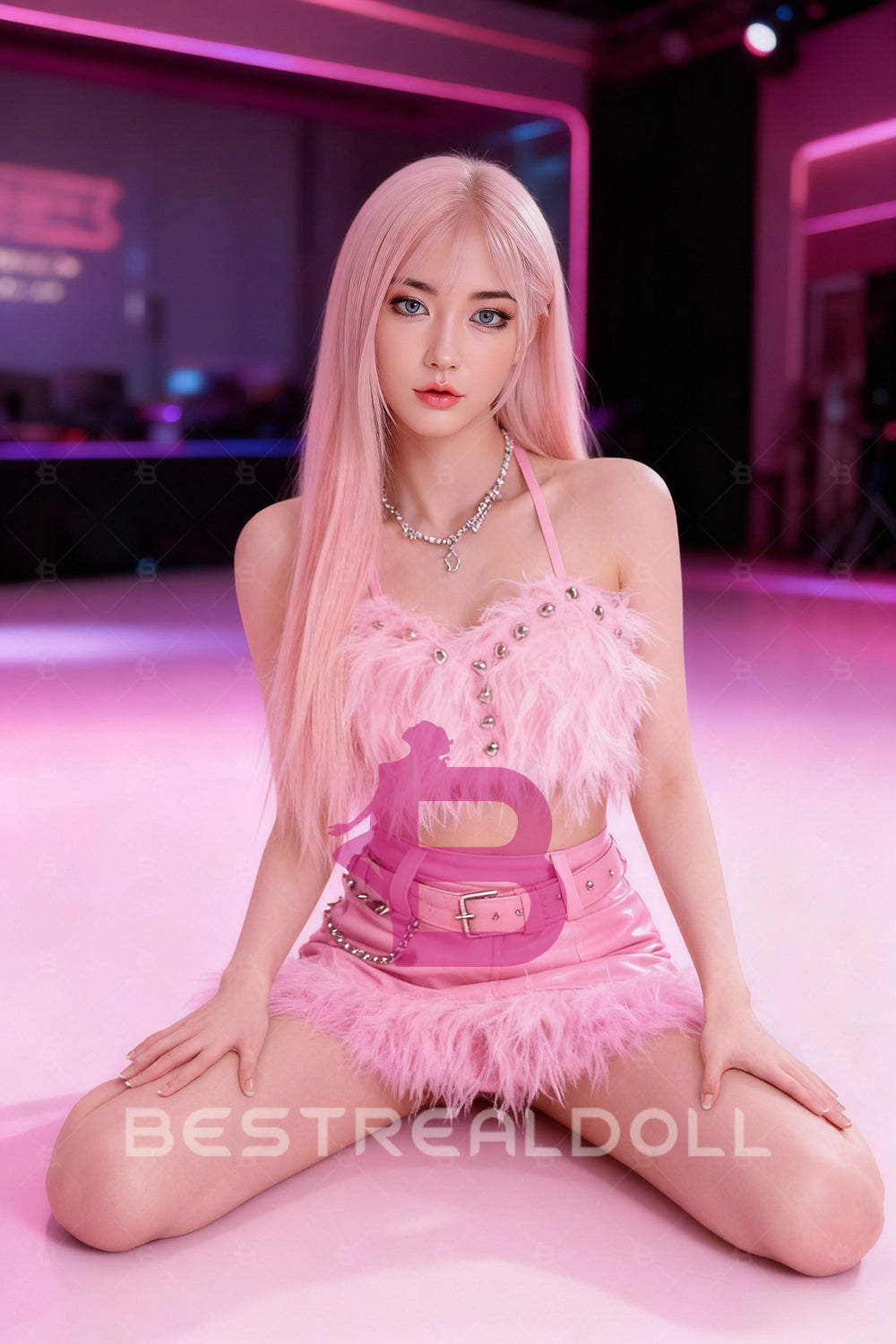 US Stock - Lisa Plus 160cm #310 Big Boobs Pink Hair Sex Doll Silicone Head TPE Body Adult Love Doll