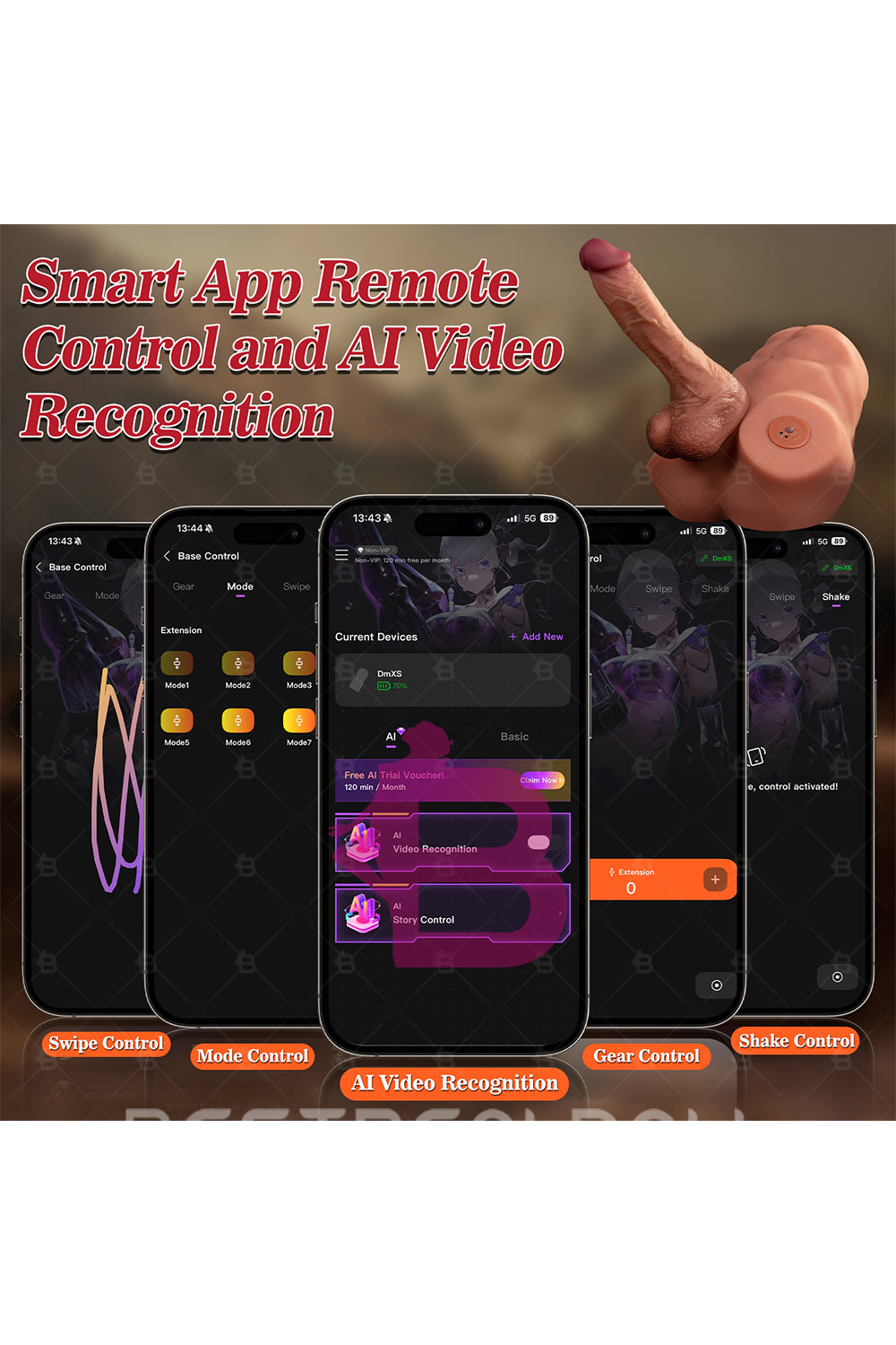 US Stock - SQ-MAR30056 TPE Male Torso Ass Doll Automatic Big Dildo with Electric Function Male Ass Sex Doll Torso