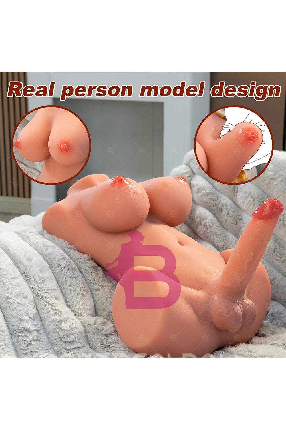 US Stock - SQ-MAR30037 TPE Transgender Torso Sex Doll Half Body with Electric Dildo Shemale Sex Doll Torso