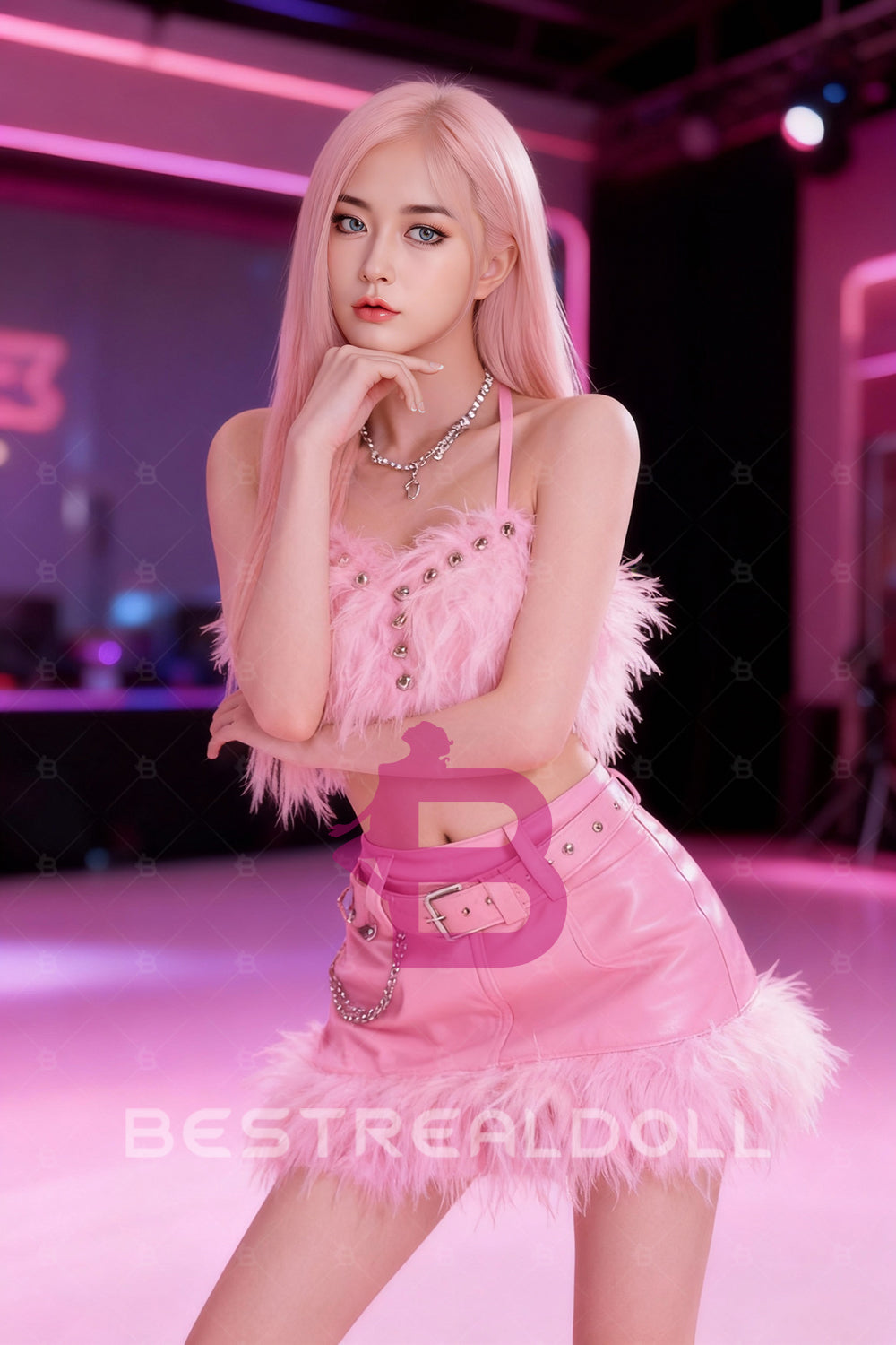 US Stock - Lisa Plus 160cm #310 Big Boobs Pink Hair Sex Doll Silicone Head TPE Body Adult Love Doll
