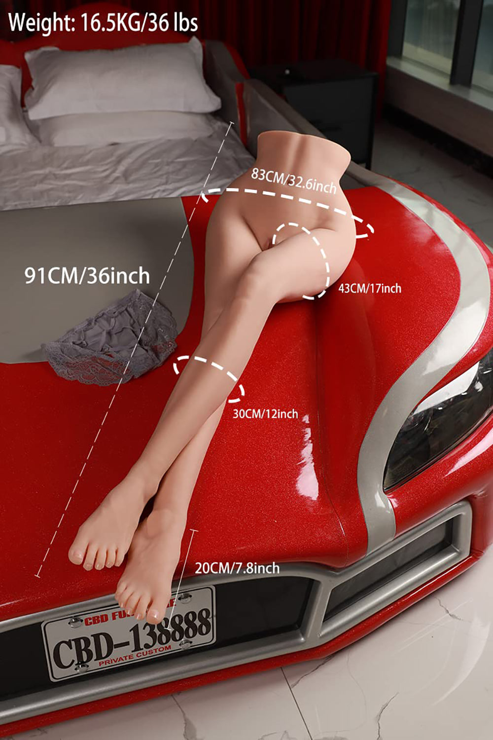 EU Stock - 91cm/3ft Leg Sex Doll Realistic Half Body TPE Sex Doll Leg Torso Natural Skin Doll Torso