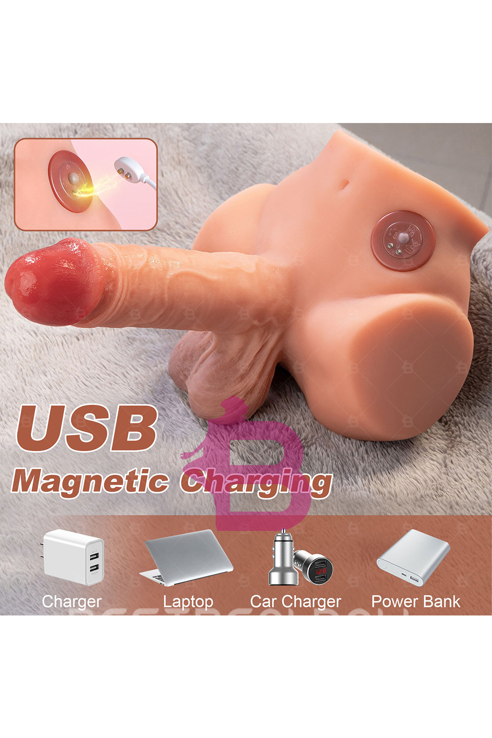 US Stock - SQ-MAR30036 Electric Dildo Male Ass Sex Doll Torso TPE Autmatic Function Male Torso Ass Doll