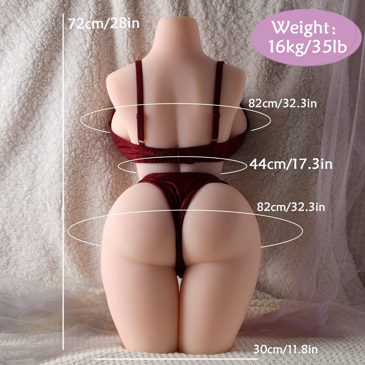 EU Stock - 72cm/28.3in Female Torso Sex Doll Half Body Love Doll Torso TPE Torso Doll