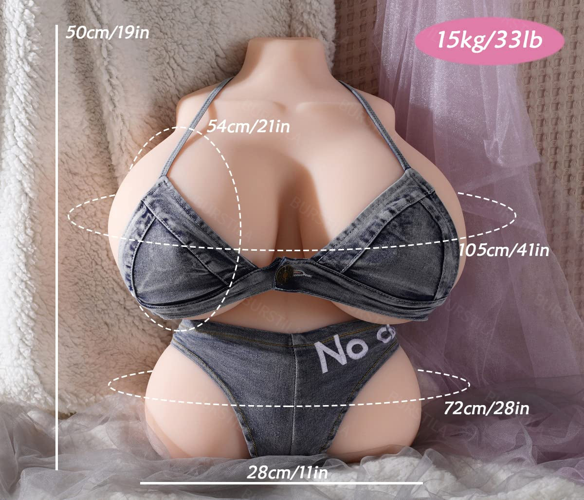 EU Stock - 50cm/19.7in Realistic Torso Sex Doll 15kg/33lbs Half Body Big Breasts Love Doll Torso
