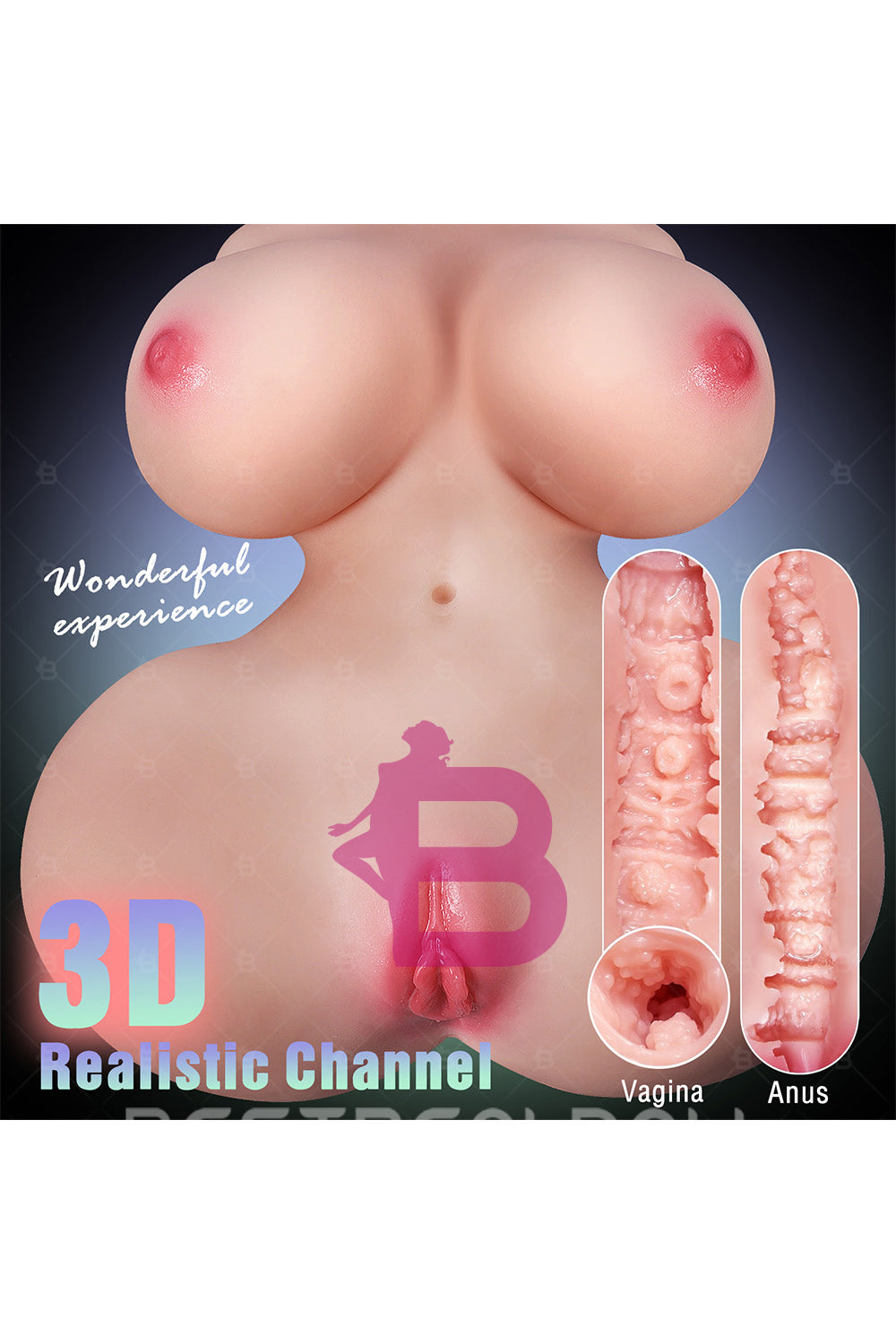 US Stock - 37cm 8.3kg Sexy Butt Torso Sex Doll Natural Skin Half Body TPE Sex Doll Torso