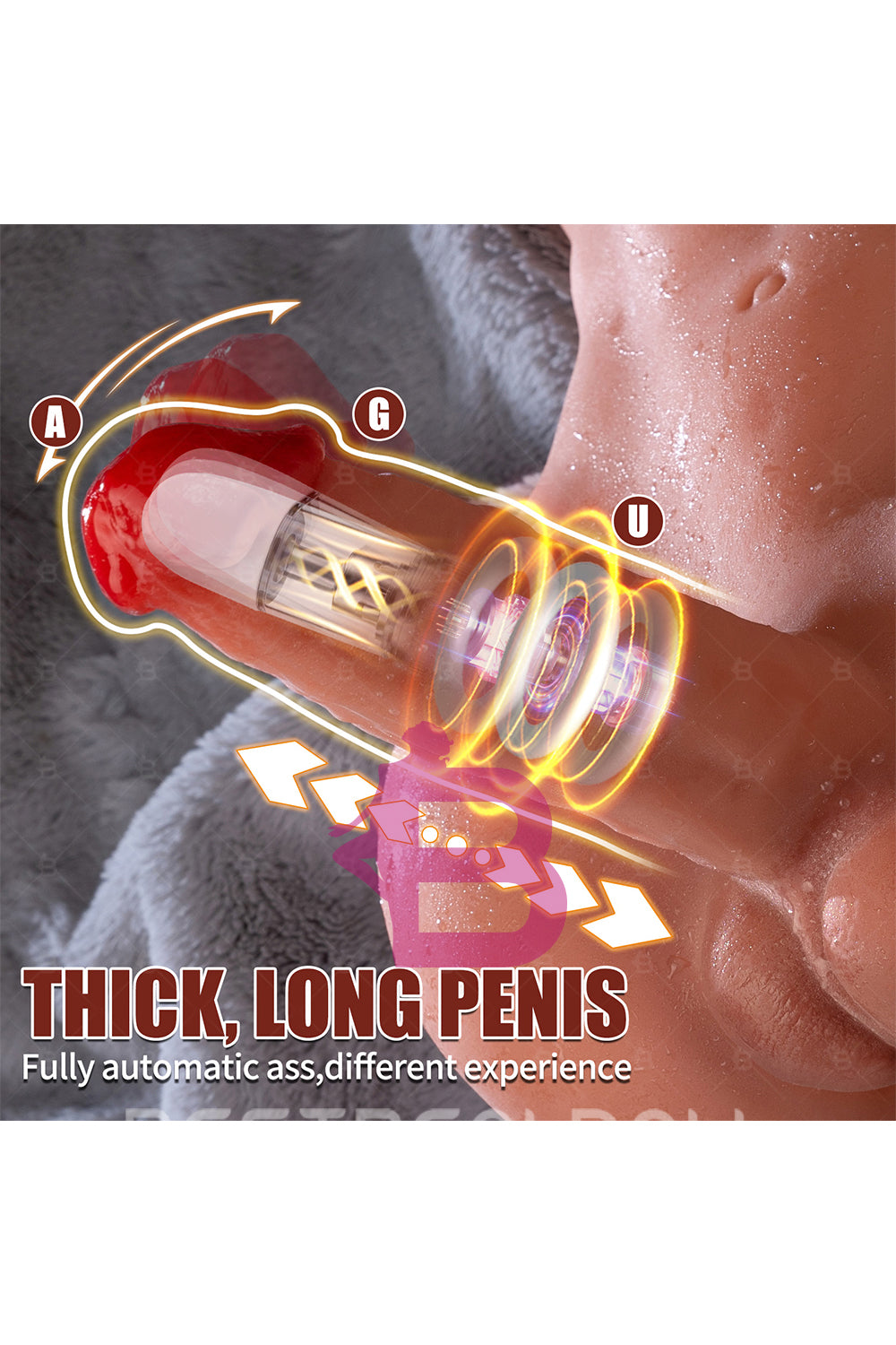 US Stock - SQ-MA30032 46cm Electric TPE Male Sex Doll Torso Half Body Automatic Dildo Function Male Torso Sex Doll