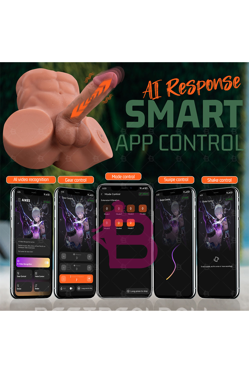 US Stock - SQ-MAR30051 Electric Male Ass Sex Doll TPE Automatic Dildo Male Ass Torso Love Doll