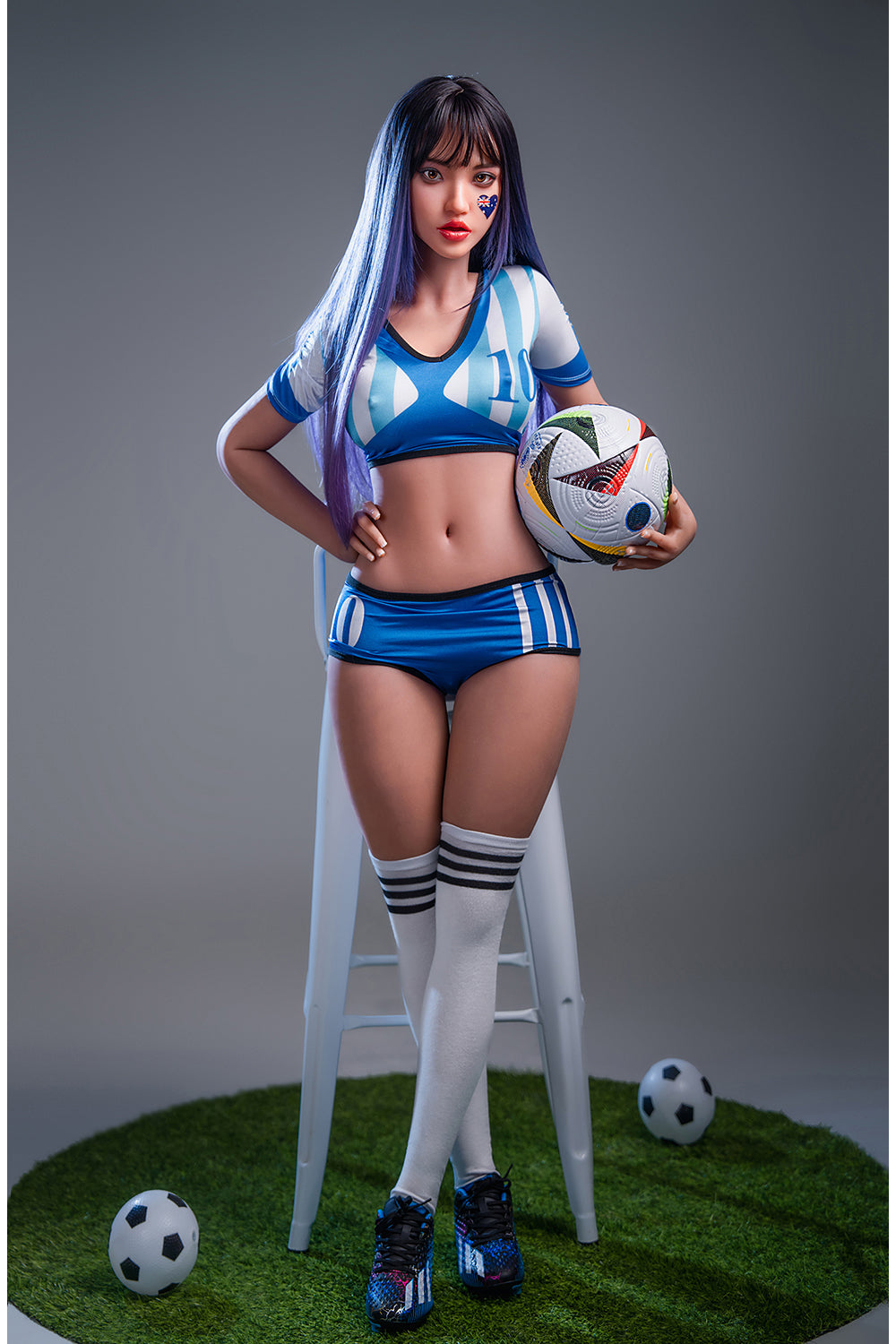 US Stock - Finley 152cm M29 Silicone ROS Head Love Doll C Cup Football Style TPE Body Movable Jaw Adult Oral Sex Doll (Free 2ND Head)