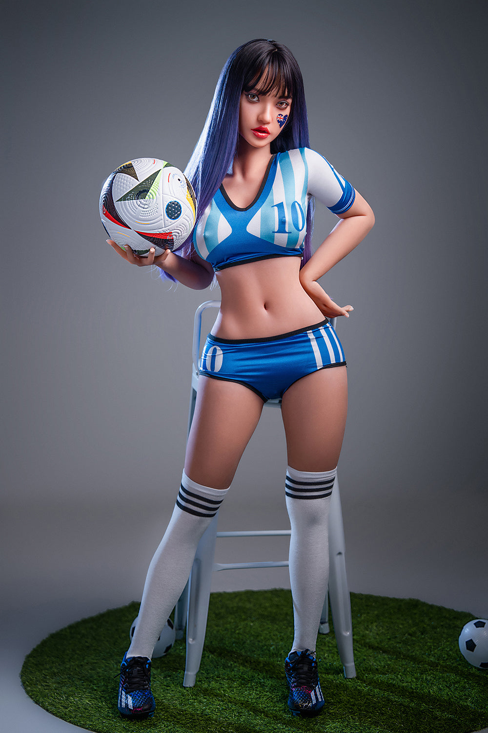 US Stock - Finley 152cm M29 Silicone ROS Head Love Doll C Cup Football Style TPE Body Movable Jaw Adult Oral Sex Doll (Free 2ND Head)