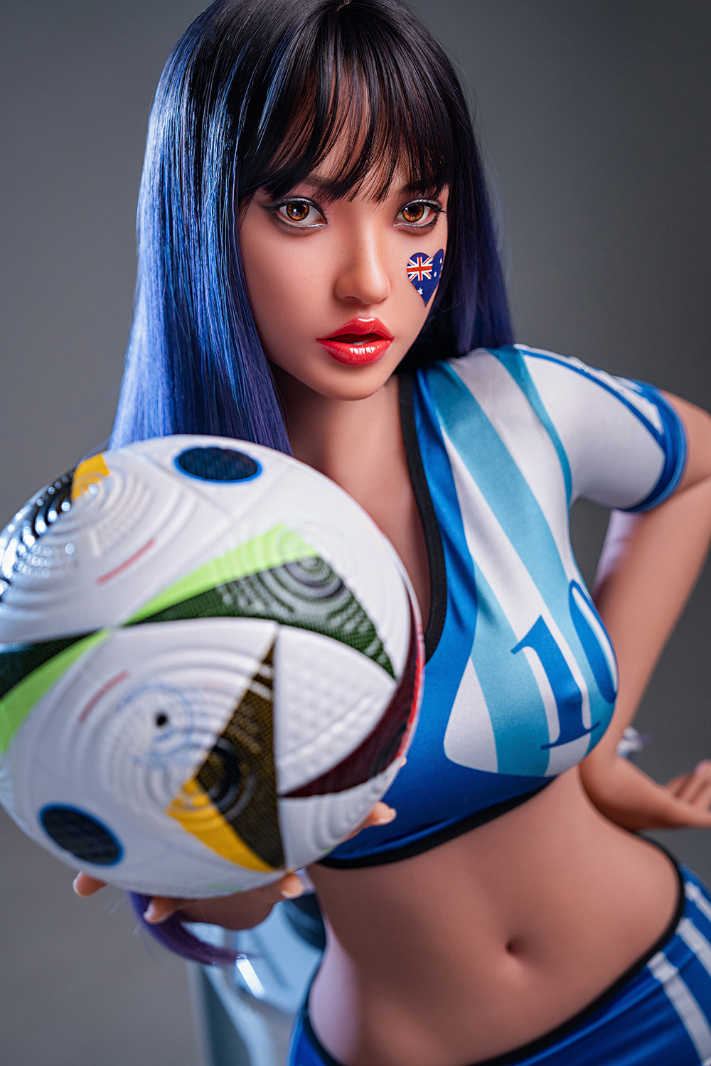 US Stock - Finley 152cm M29 Silicone ROS Head Love Doll C Cup Football Style TPE Body Movable Jaw Adult Oral Sex Doll (Free 2ND Head)