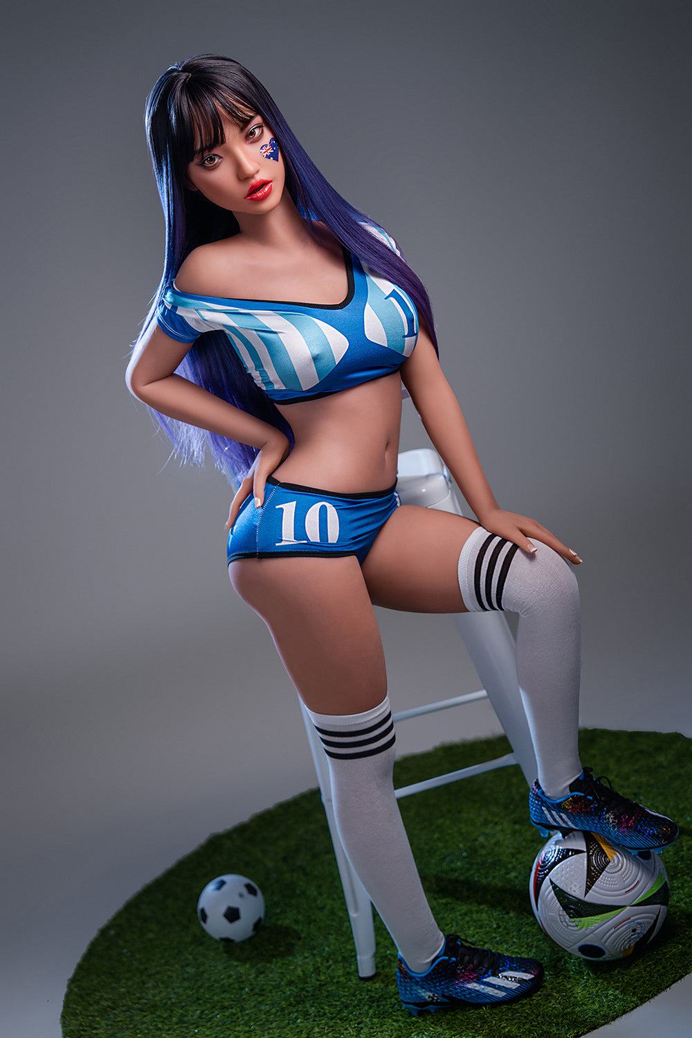 US Stock - Finley 152cm M29 Silicone ROS Head Love Doll C Cup Football Style TPE Body Movable Jaw Adult Oral Sex Doll (Free 2ND Head)
