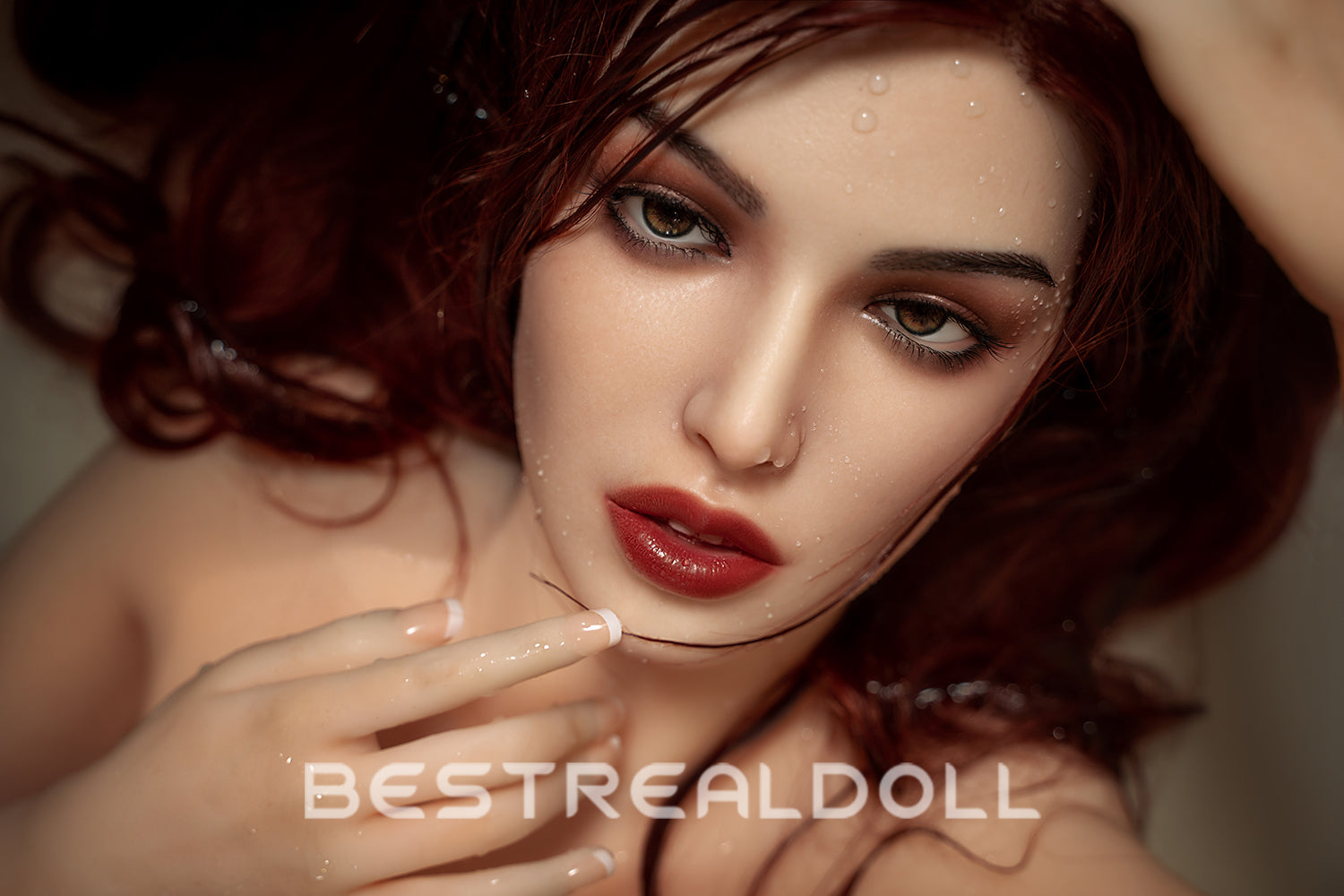 RIDMII Unique Design 166cm Gracy Silicone Head Sex Doll TPE Body Red Hair Small Breasts Adult Love Doll