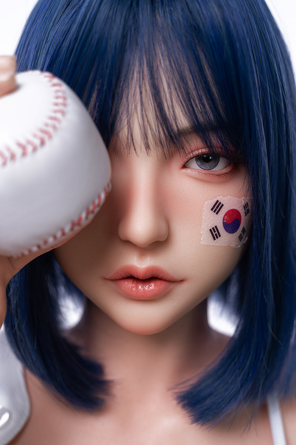 Felicia 158cm Realistic Full Silicone Oral Sex Love Doll Blue Hair Asian Woman ROS Head Movable Jaw Sex Doll
