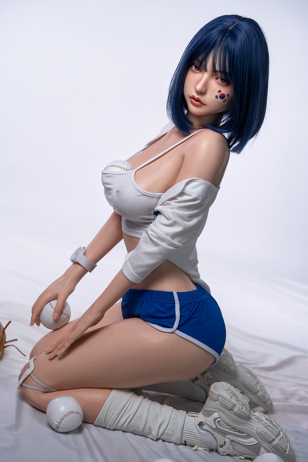 Felicia 158cm Realistic Full Silicone Oral Sex Love Doll Blue Hair Asian Woman Blowjob Sex Doll
