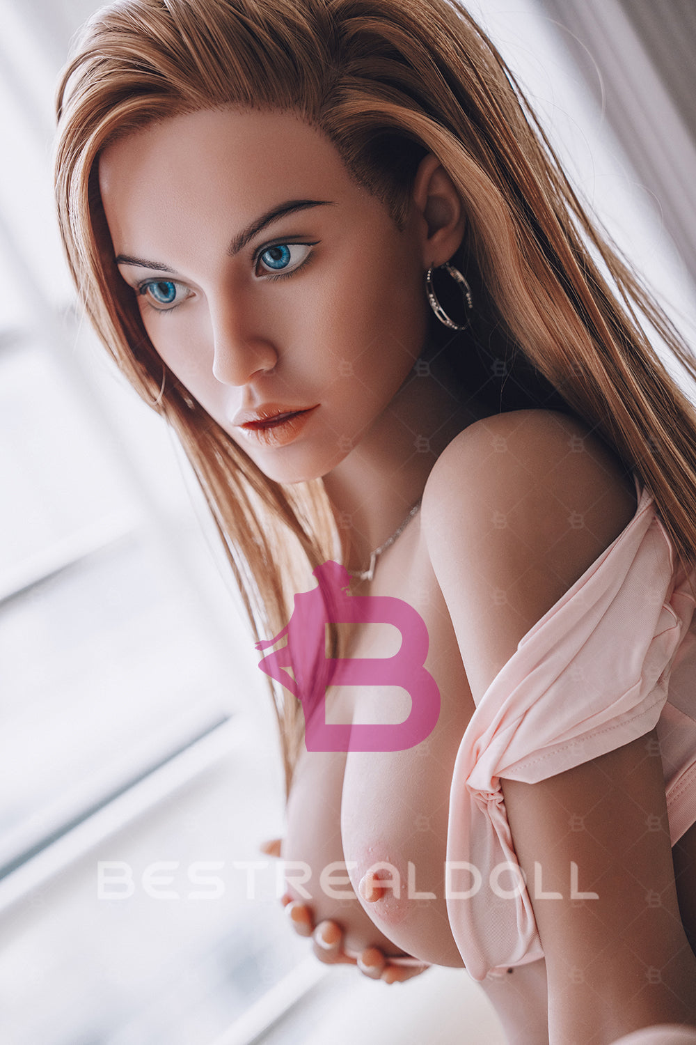 EU Stock - RIDMII Amber 164cm 795E Unique Design Silicone ROS Head Sex Doll TPE Body Tanned Skin Movable Jaw Adult Oral Sex Love Doll (Free 2ND Head)