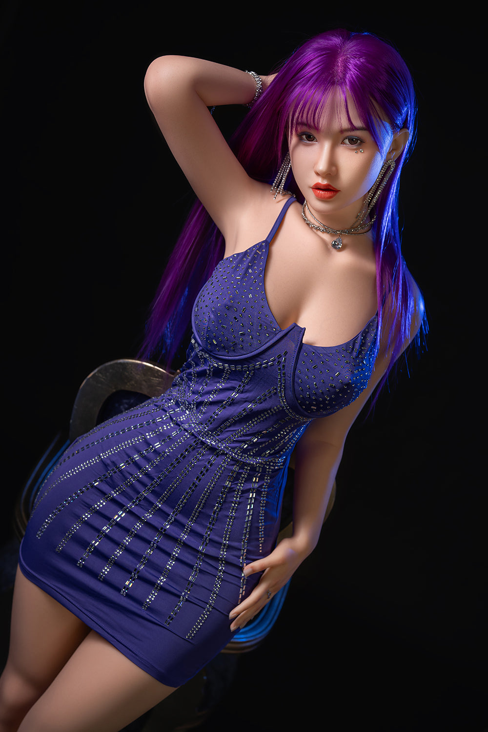 Vera 165cm #644-A Purple Hair Full Silicone Blowjob Sex Doll Sexy Asian Woman Oral Sex Adult Love Doll