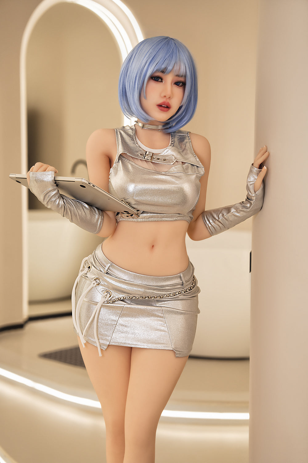 EU Stock - YAMIEE Nola 164cm K38 TPE Sex Doll Natural Skin Blue Hair TPE Adult Love Doll (Free 2ND Head)