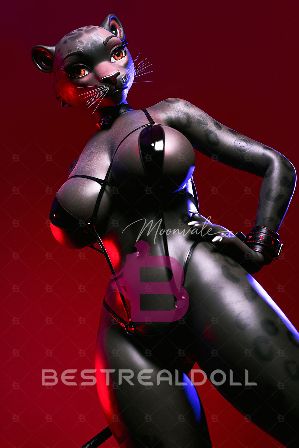 Moonvale 165cm Velara Big Breasts Fantasy Anime Sex Doll Furry Dark Skin Leopard Full Silicone ROS Head BBW Love Doll