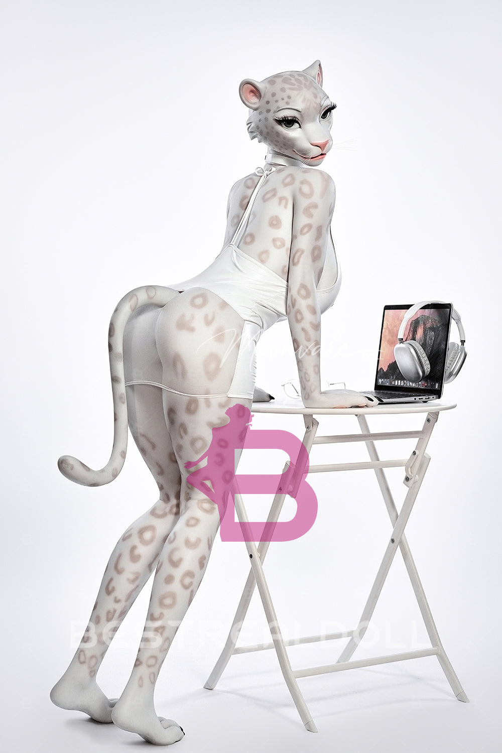 Moonvale 165cm Velara Big Breasts Fantasy Anime Sex Doll Office Lady Style Furry White Skin Leopard Full Silicone ROS Head BBW Adult Love Doll