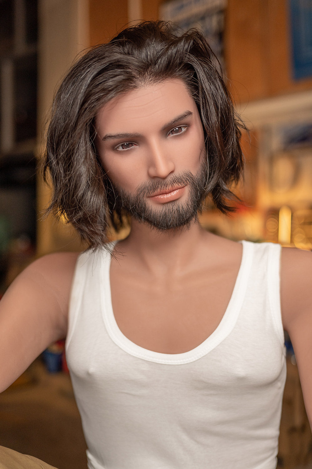 EU Stock - William 168cm Sexy Male Doll Realistic Sex Doll Silicone Head TPE Body with Long Hair