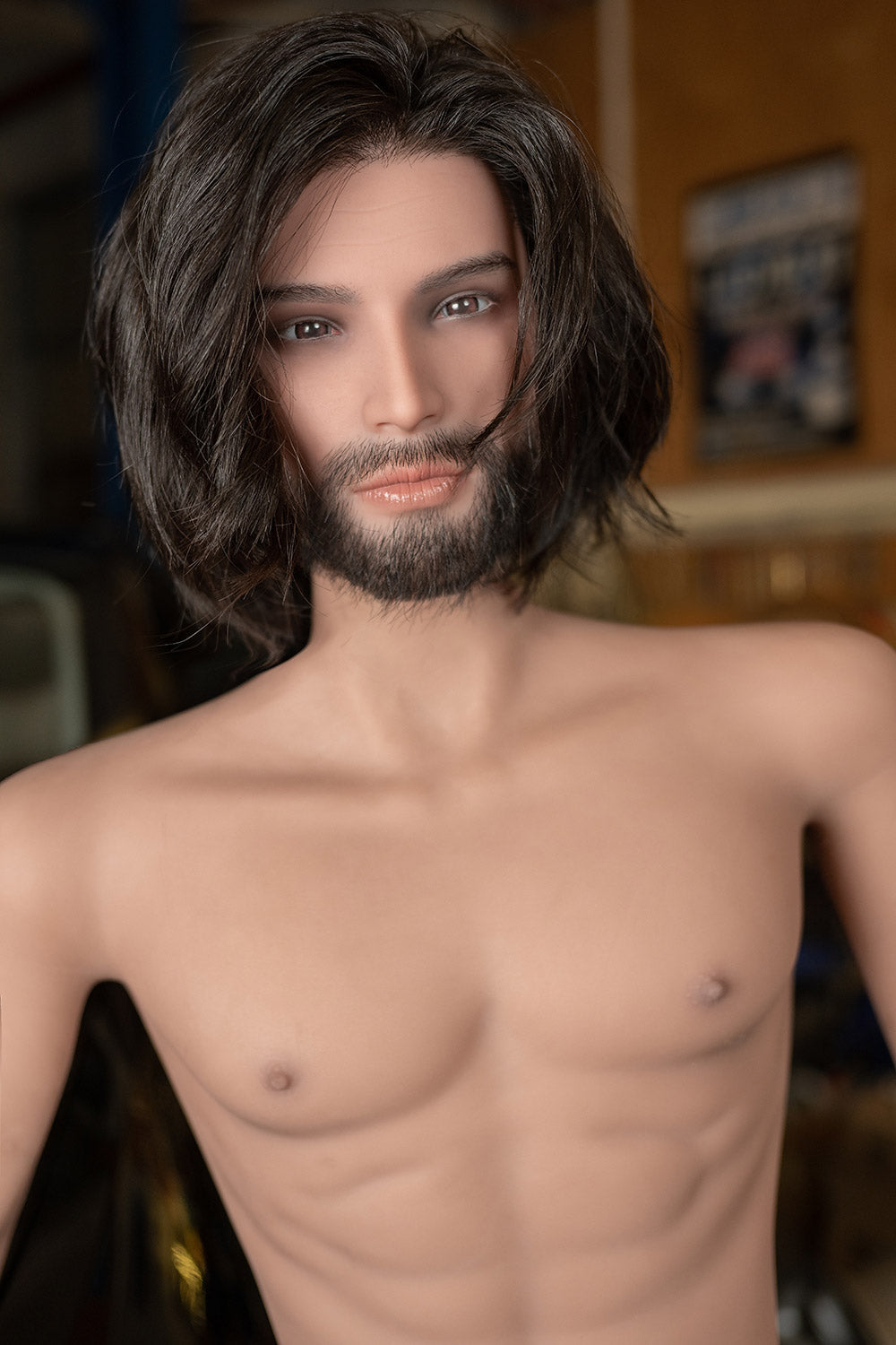 EU Stock - William 168cm Sexy Male Doll Realistic Sex Doll Silicone Head TPE Body with Long Hair