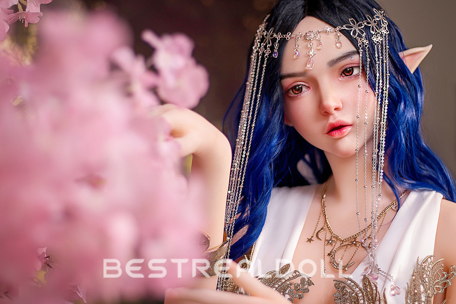 US Stock - Keely 160cm Silicone ROS Head Elf Sex Doll TPE Body M8 Samll Boobs Oral Sex Movable Jaw Adult Love Doll