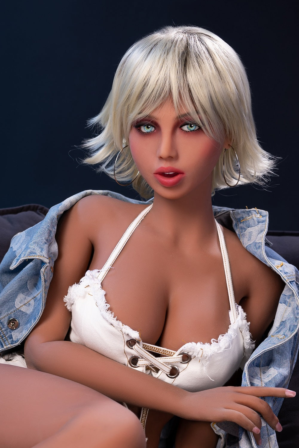US Stock Britney 163cm TPE Sex Doll Sexy Short Hair Tan Skin Realistic Adult Love Doll