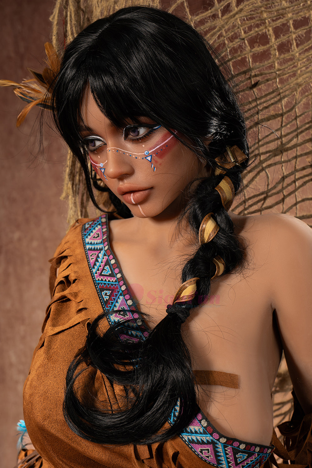 US Stock - SG2/SG3 159cm Dark Tanned Skin TPE Body Sex Doll Sexy Boobs Silicone Head Adult Love Doll