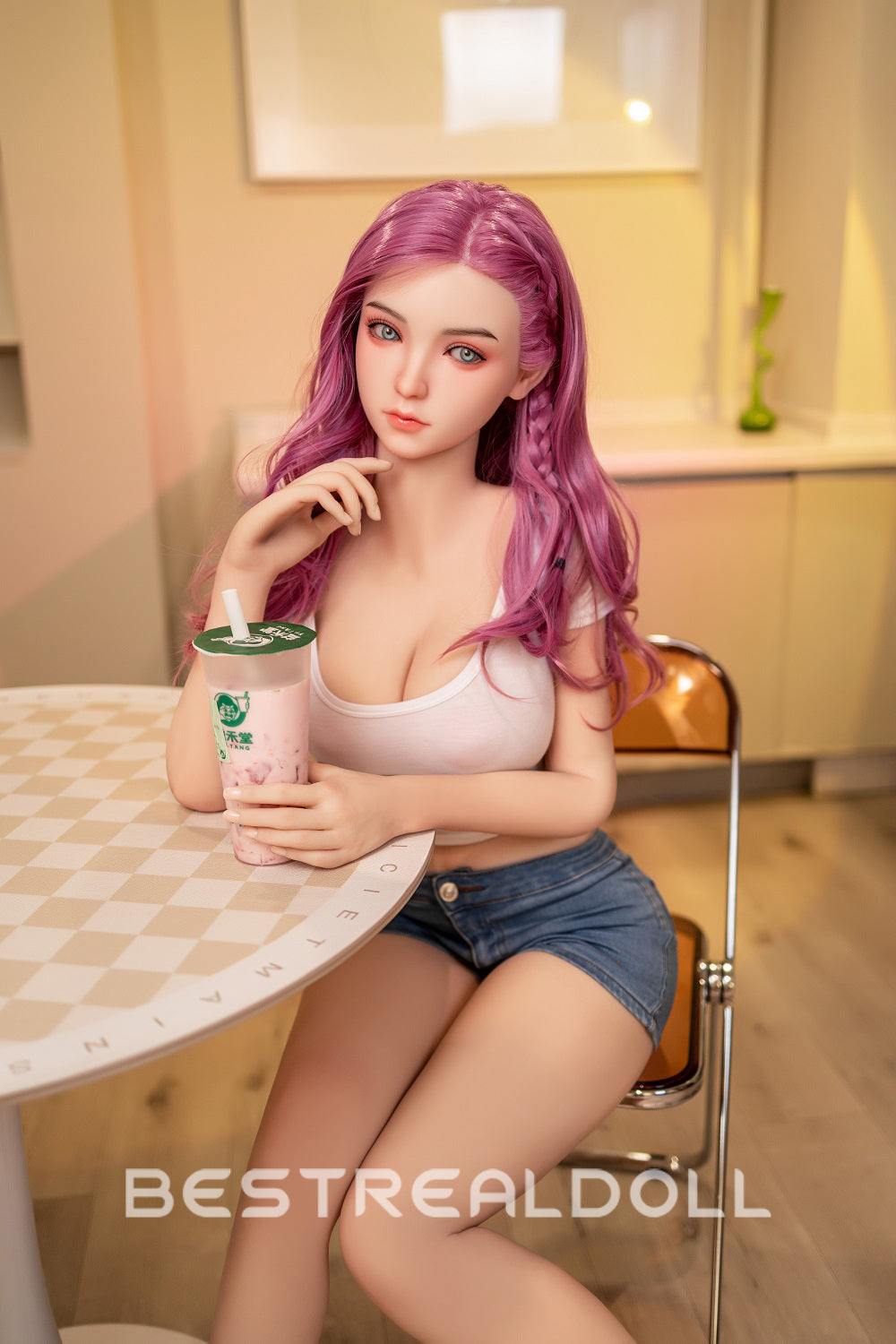 US Stock - Jacintha 160cm #58 B-cup Sex Doll Red Hair Jelly Breasts Realistic Love Doll