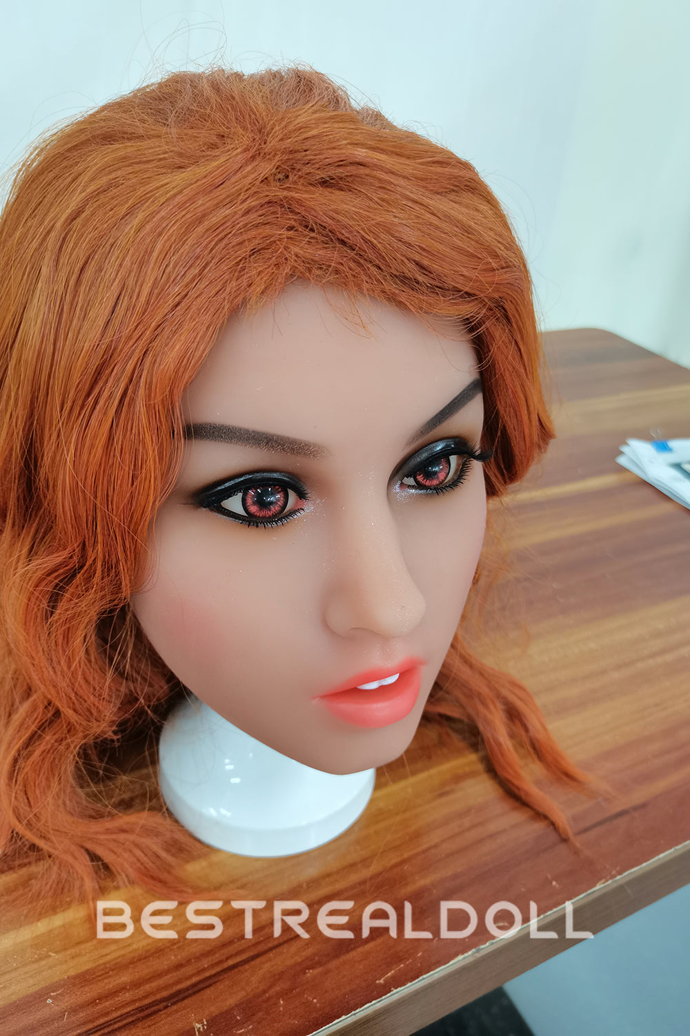 US Stock - 157cm Edeny TPE Transgender Sex Doll Realistic Small Breasts Lesbian Doll Orange Hair Shemale Love Doll