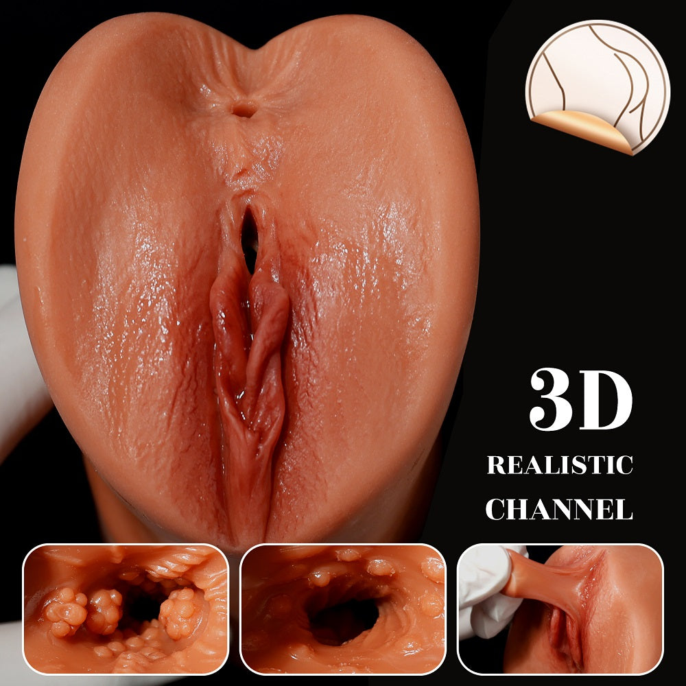US Stock - 2 In 1 Fleshlight Mastubator MQ058 Tanned Skin Sex Torso Doll TPE Vagina Torso