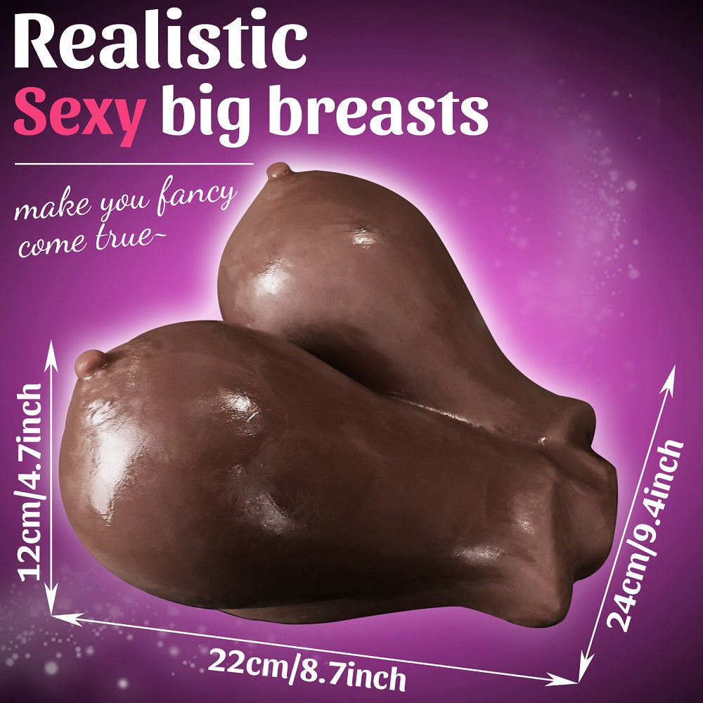 US Stock - TPE Sex Doll Torso Black Skin Big Breasts with Vagina Torso Sex Doll TPE Torso Doll