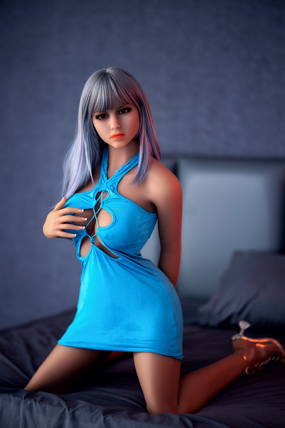 US Stock - Hebe Jelly Breasts 158cm Grey Hair Sexy Adult Love Doll Realistic TPE Sex Doll