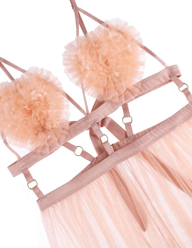 Lingerie Heartbeat Sheer Skirt One-piece Suit