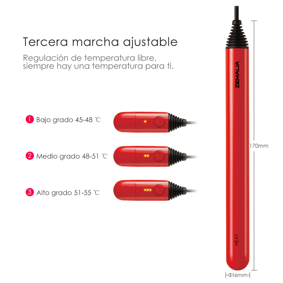 US Stock - Heating rod with 3 heating modes, quick heating, USB plug, waterproof