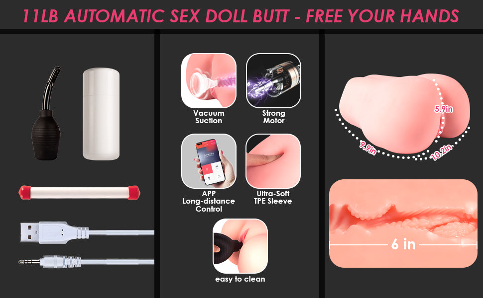 US Stock - App Long-distance Control Vacuum Suction Automatic Ass Sex Doll Butt Masturbater