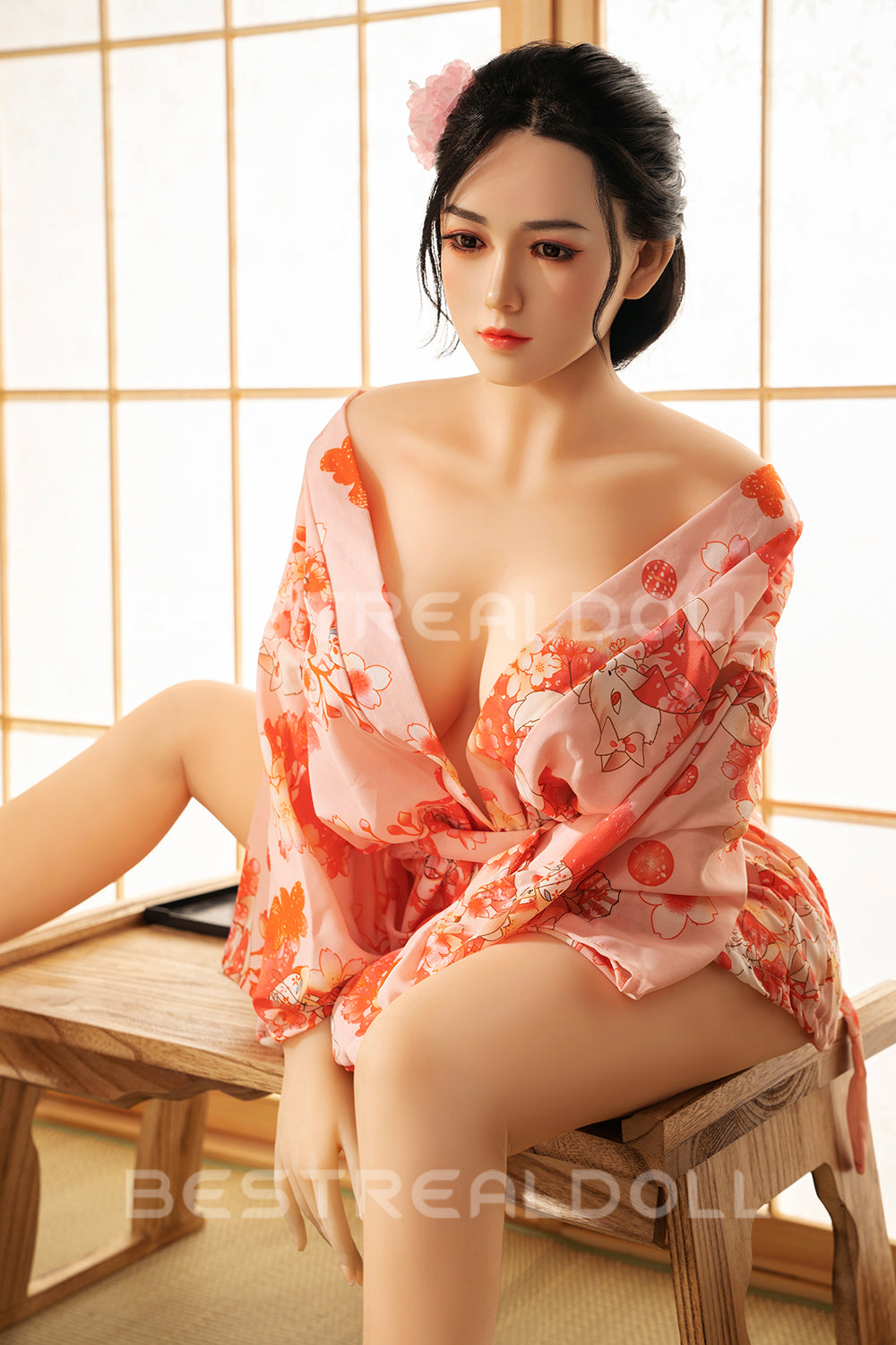 US Stock 158cm Yukina Japanese Girl Sex Doll Silicone Head with Wig TPE Body Adult Love Doll