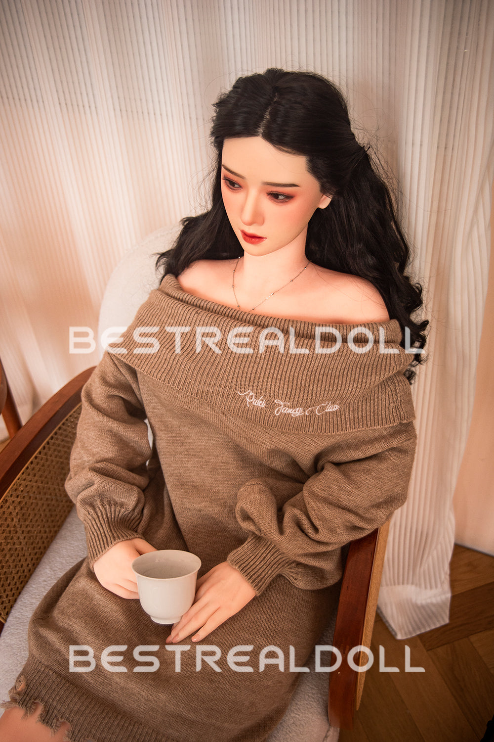 US Stock - RIDMII 163cm Unique Design Muncey Asian Medium Boobs Sex Doll Silicone Head TPE Body Long Black Hair Love Doll