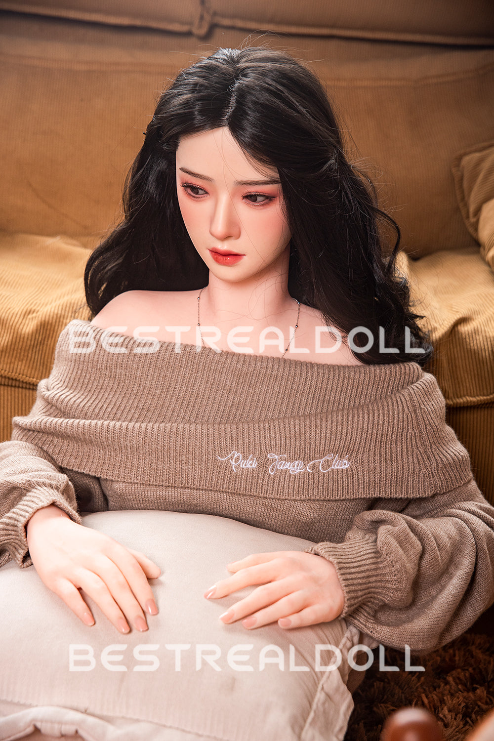 US Stock - RIDMII 163cm Unique Design Muncey Asian Medium Boobs Sex Doll Silicone Head TPE Body Long Black Hair Love Doll