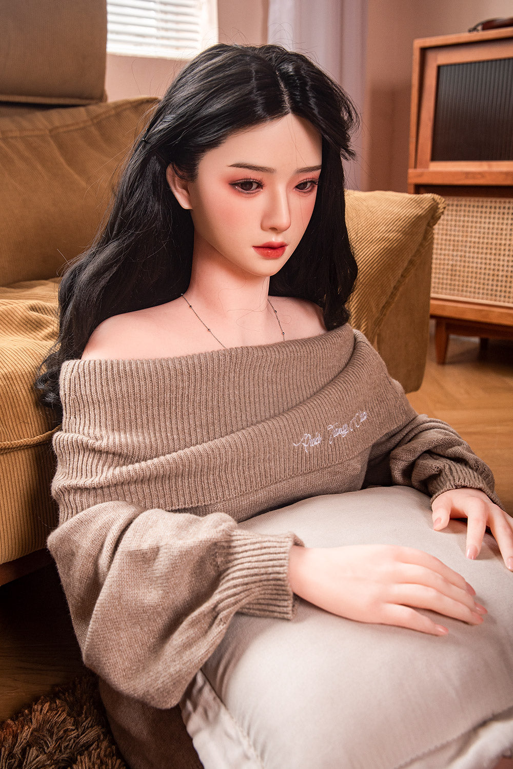 US Stock - RIDMII 163cm Unique Design Muncey Asian Medium Boobs Sex Doll Silicone Head TPE Body Long Black Hair Love Doll