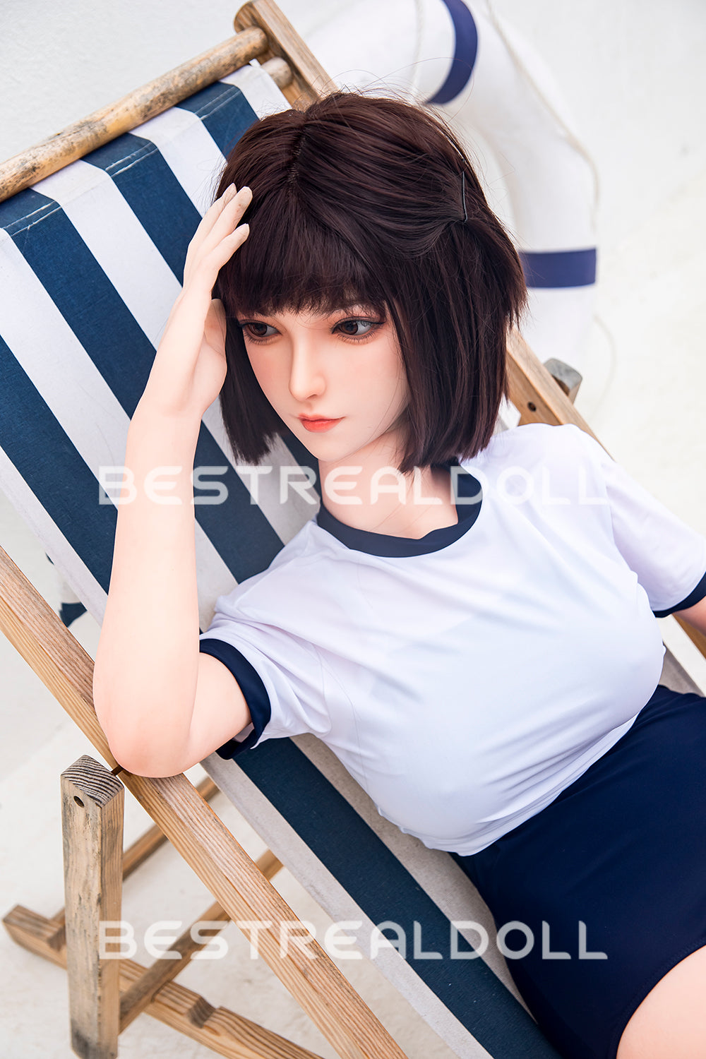 US Stock - RIDMII 163cm Momo Unique Design Short Hair Medium Boobs Sex Doll Silicone Head TPE Body Realistic Love Doll